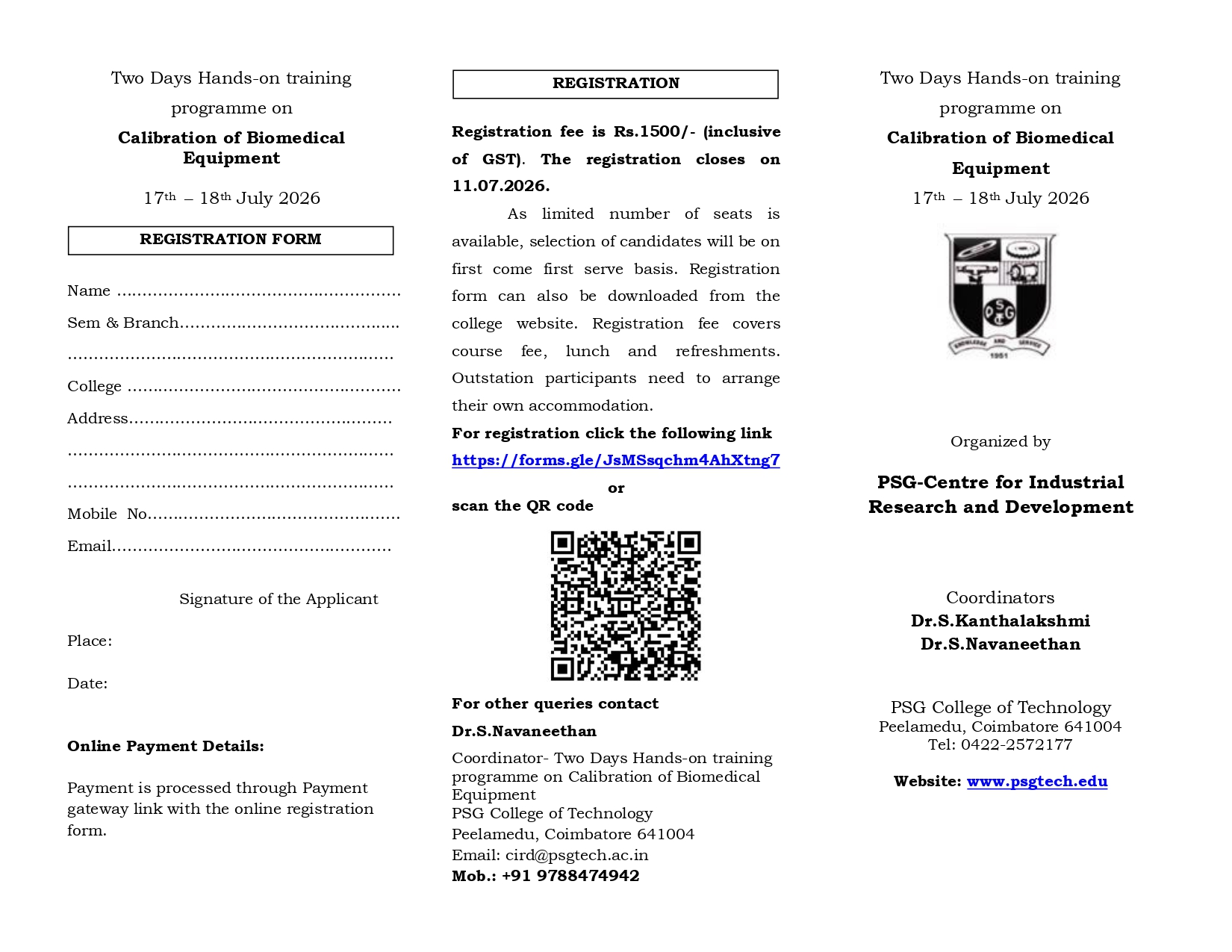 Two Days Hands-on training programme on Calibration of Biomedical Equipment 2026 Hands-on Training Poster 
